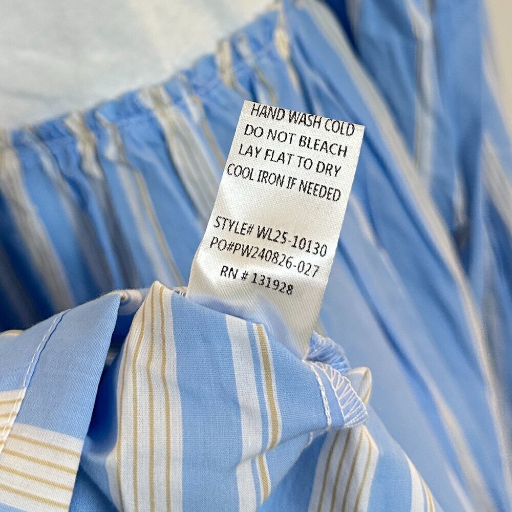 WISHLIST Nordstrom Stripe Twofer Mixed Media Cotton Babydoll Dress in Blue Combo - Picture 8 of 10